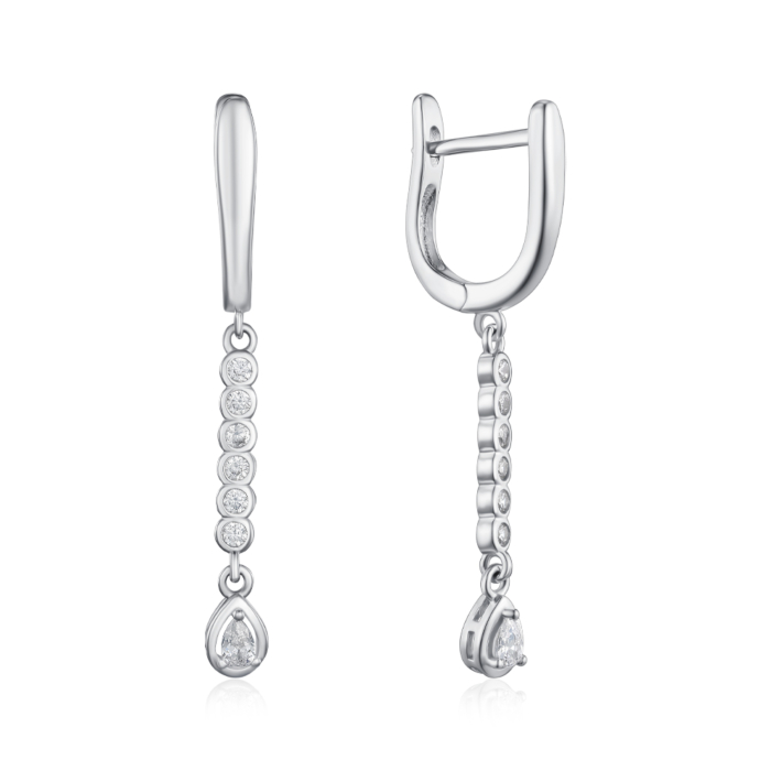 Серебряные серьги с фианитами. Артикул B02078-E/12/1