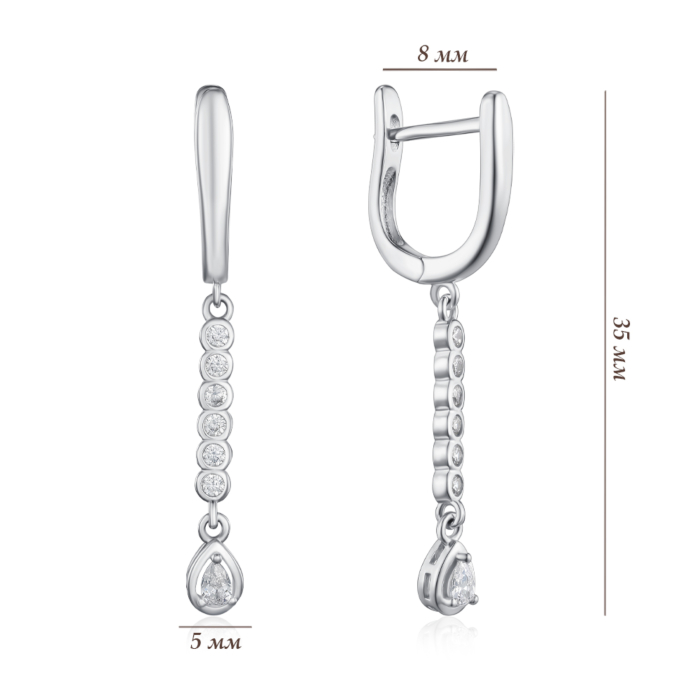 Серебряные серьги с фианитами. Артикул B02078-E/12/1