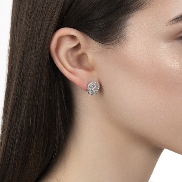 Срібні сережки з фіанітами. Артикул B02432-E/12/1