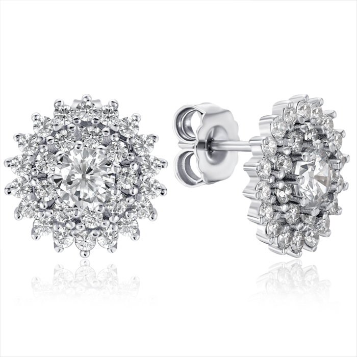 Срібні сережки з фіанітами. Артикул B02432-E/12/1