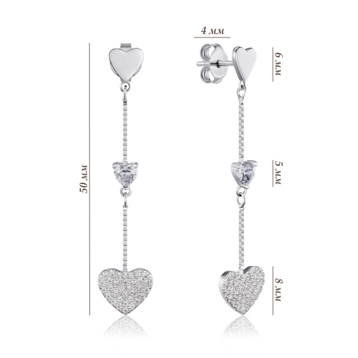 Срібні сережки з фіанітами. Артикул B02512-E/12/1