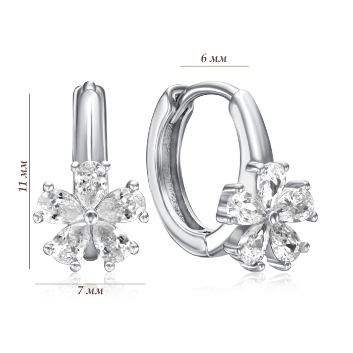 Срібні сережки з фіанітами. Артикул B02555-E/12/1