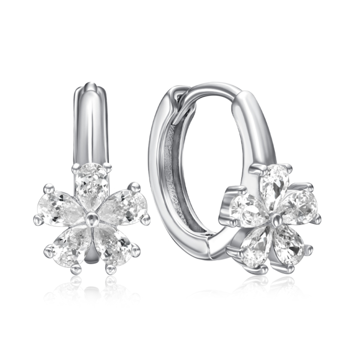 Срібні сережки з фіанітами. Артикул B02555-E/12/1