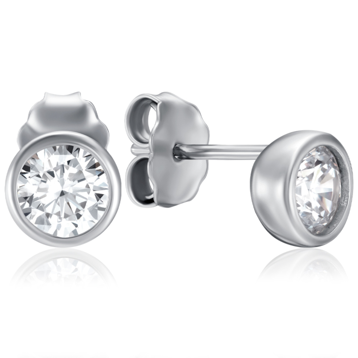 Серебряные серьги с фианитом. Артикул B03561-E/12/1