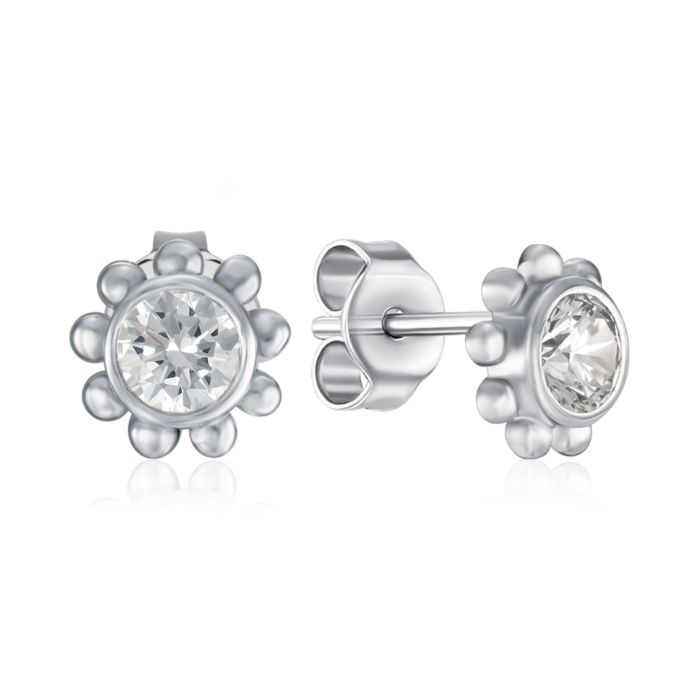 Серебряные серьги с фианитом. Артикул B03580-E/12/1