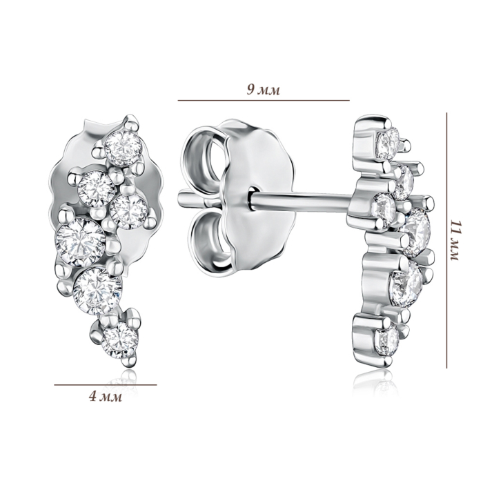Срібні сережки з фіанітами B04132-E/12/1