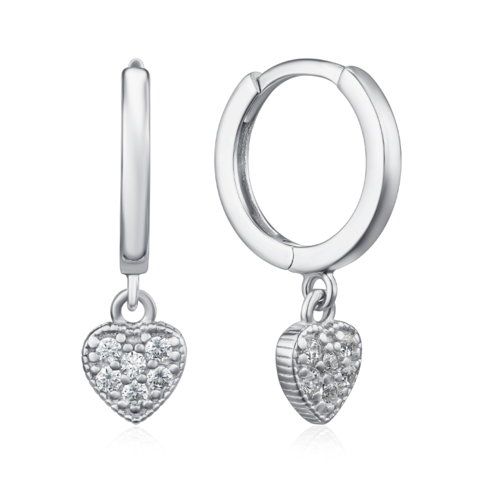 Срібні сережки з фіанітами. Артикул B04542-E/12/1