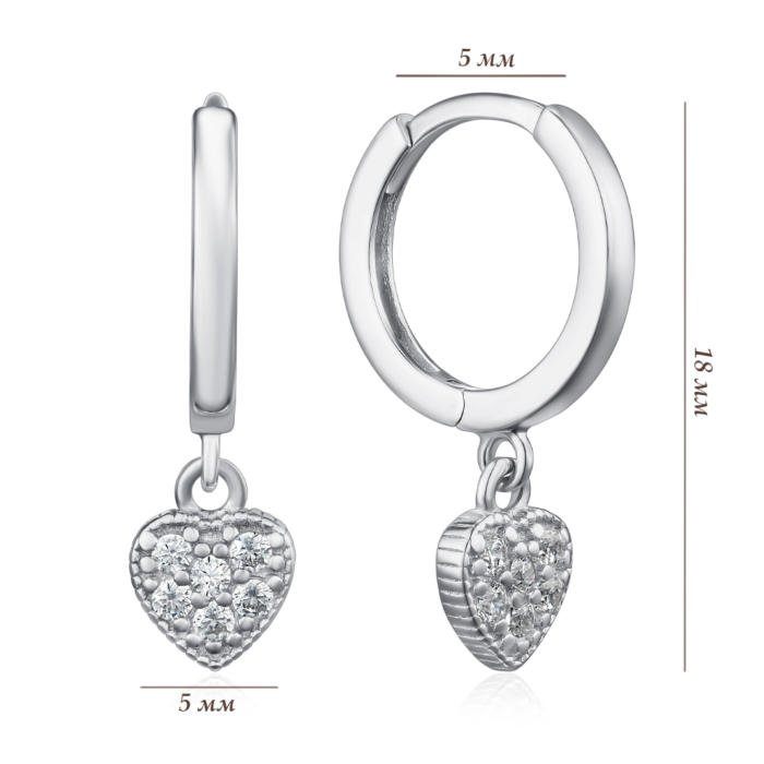 Срібні сережки з фіанітами. Артикул B04542-E/12/1