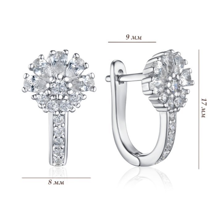 Серебряные серьги с фианитами. Артикул B04733-E/12/1