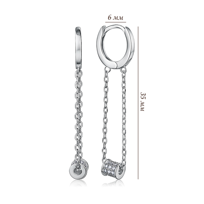 Серебряные серьги с фианитами. Артикул B04884-E/12/1