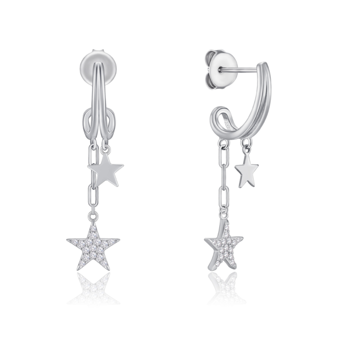 Срібні сережки з фіанітами. Артикул B05082-E/12/1