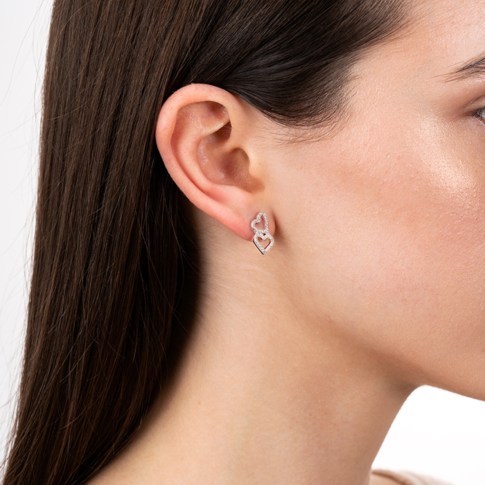 Срібні сережки з фіанітами. Артикул B05898-E/12/1