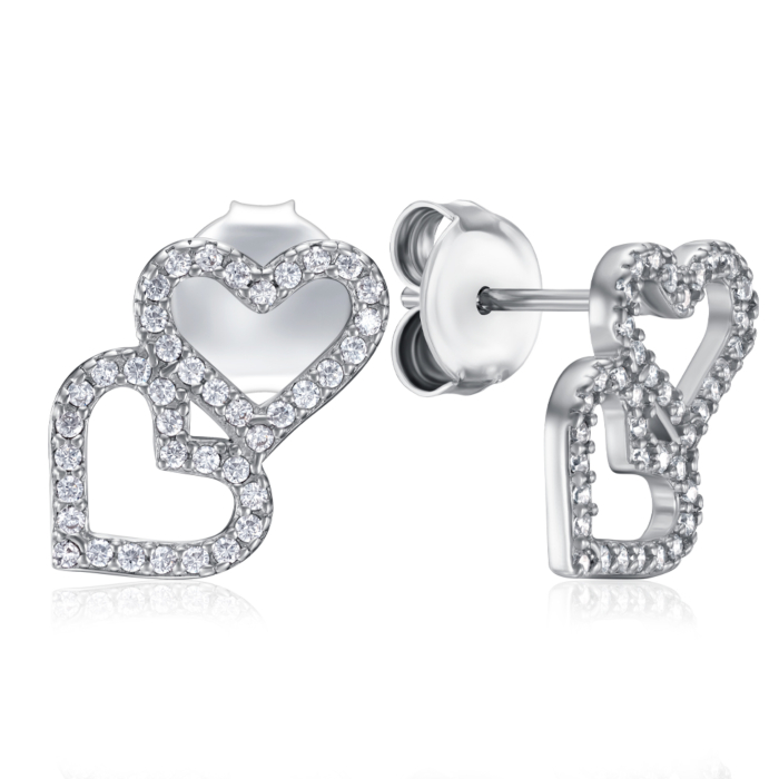 Срібні сережки з фіанітами. Артикул B05898-E/12/1