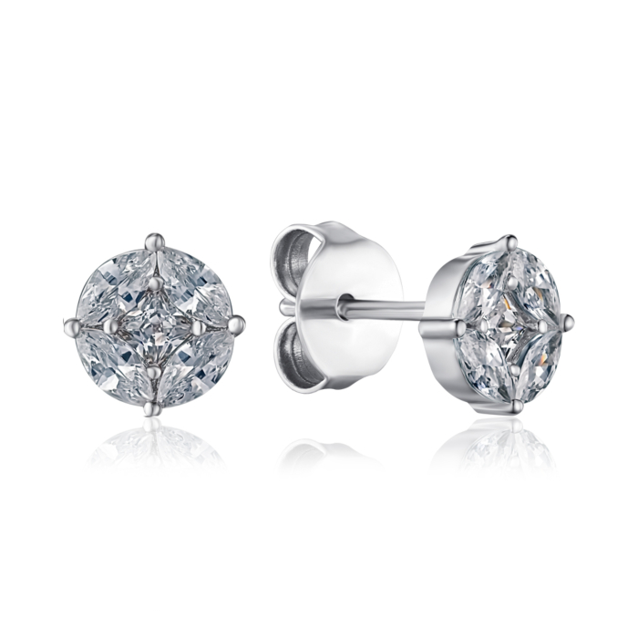 Срібні сережки з фіанітами. Артикул B08042-E/12/1