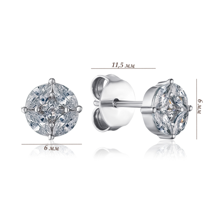 Срібні сережки з фіанітами. Артикул B08042-E/12/1