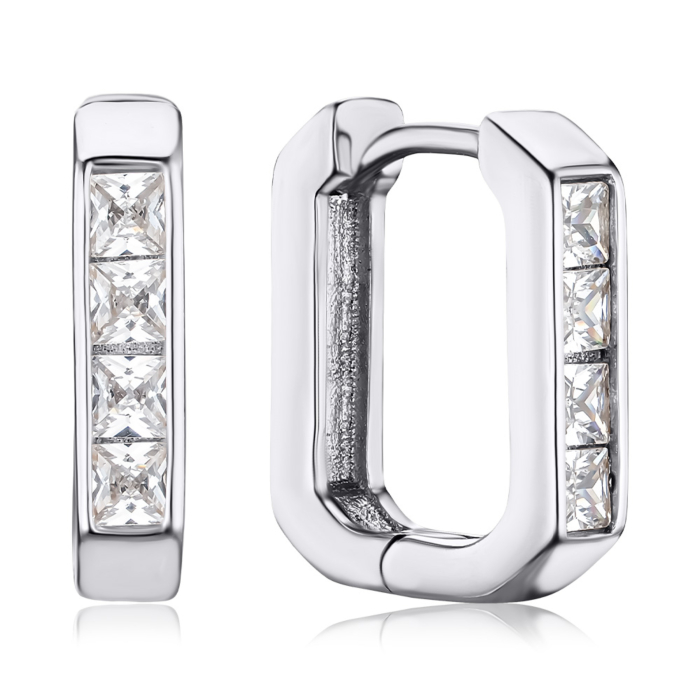 Срібні сережки з фіанітами B08060-E/12/1