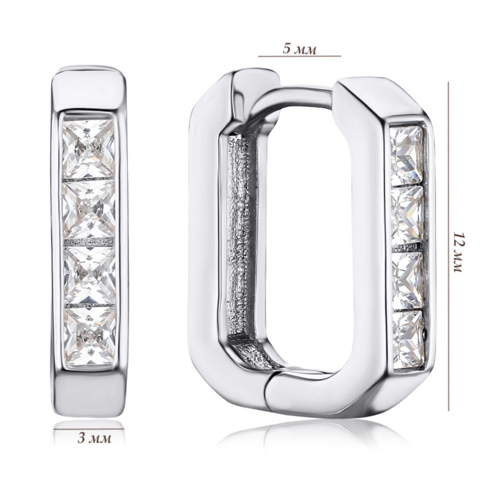 Срібні сережки з фіанітами B08060-E/12/1