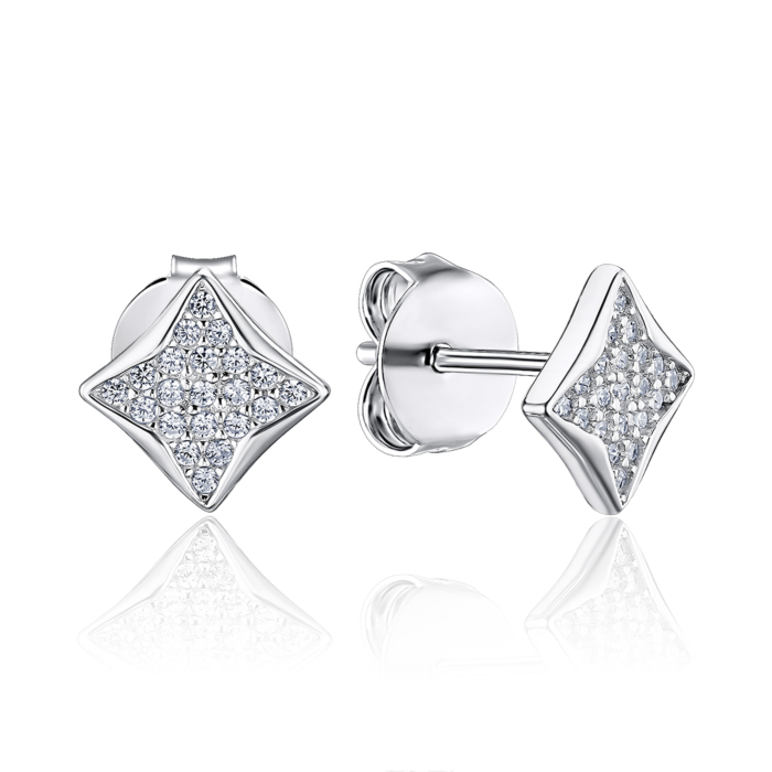 Срібні сережки з фіанітами B08089-E/12/1