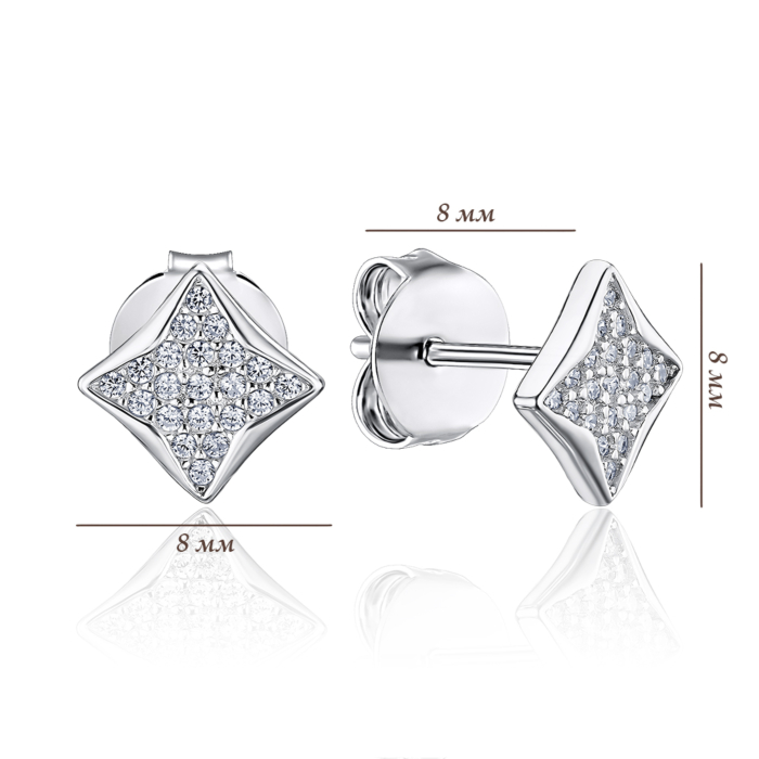 Срібні сережки з фіанітами B08089-E/12/1