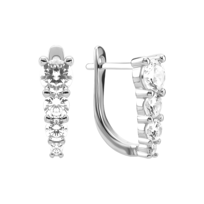 Срібні сережки з фіанітами. Артикул UG5B14268