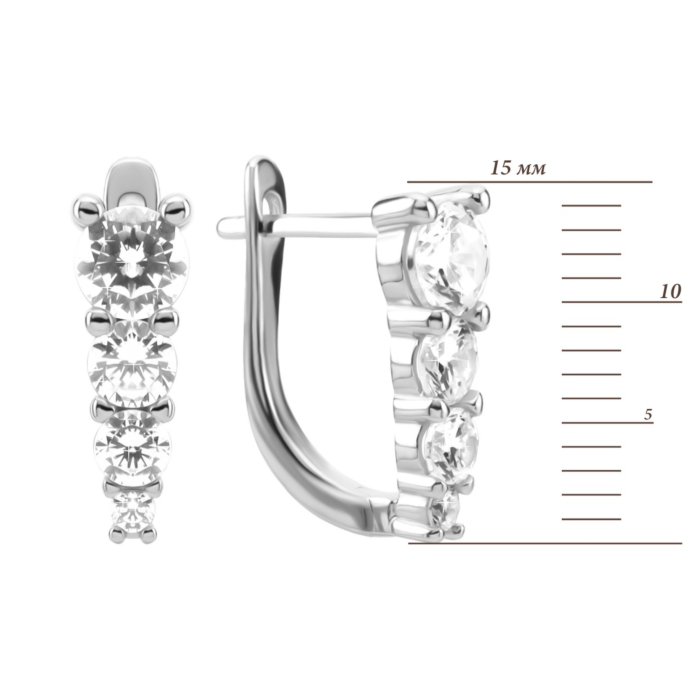 Срібні сережки з фіанітами. Артикул UG5B14268