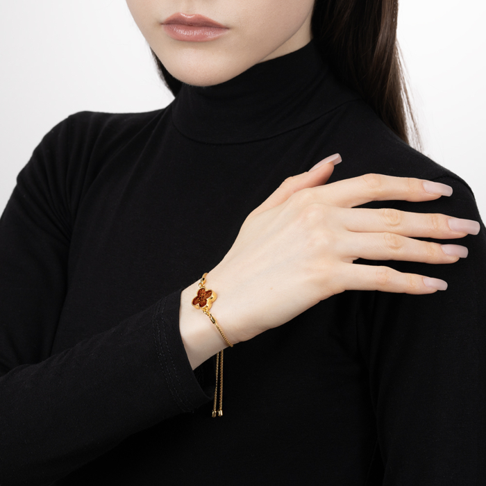 Срібний браслет з бурштином. Артикул B535C-F-B/20/2787