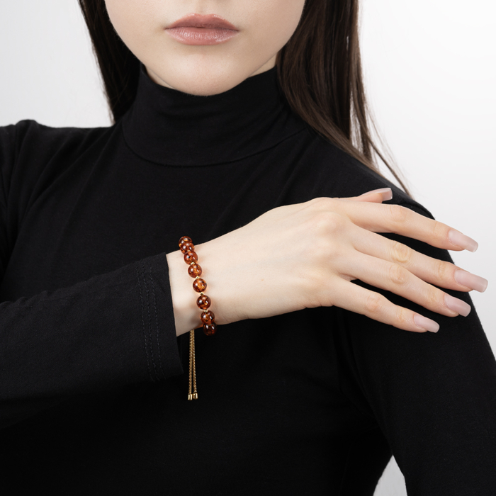 Срібний браслет з бурштином. Артикул B8MM-F-GP-B/20/2787