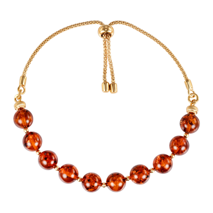 Срібний браслет з бурштином. Артикул B8MM-F-GP-B/20/2787