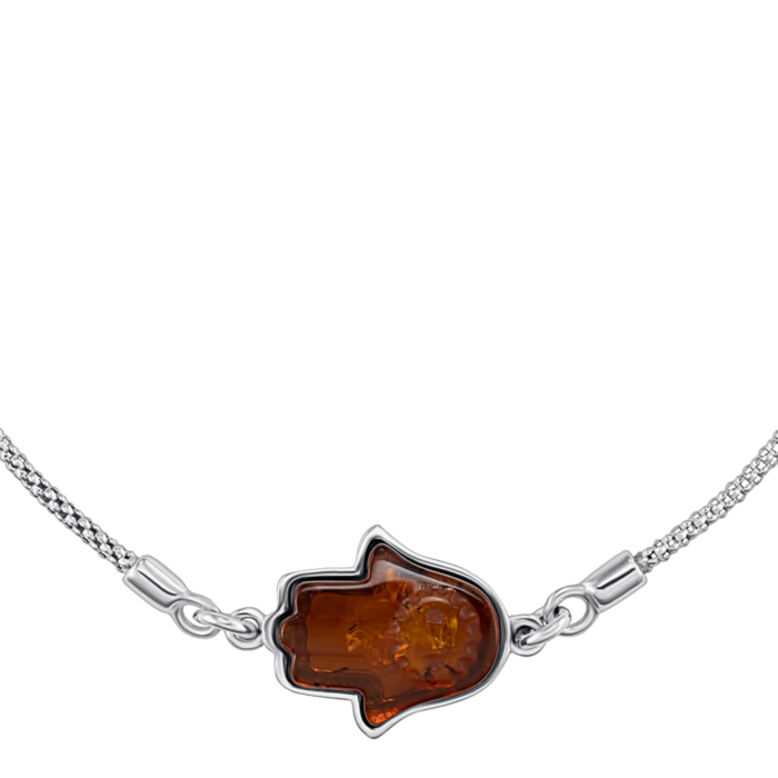 Срібний браслет з бурштином. Артикул B969C-F-B/12/2787
