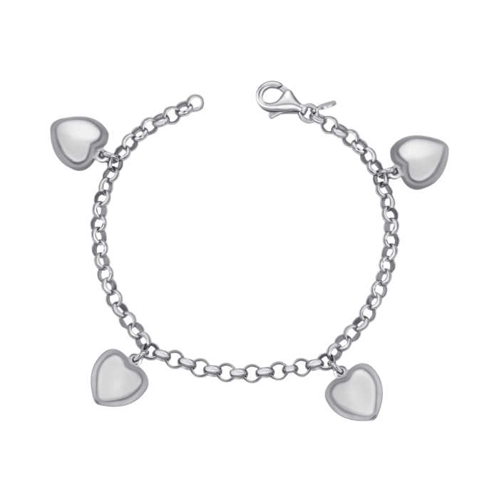 Срібний браслет "Сердечка" з підвісками BCHXD000041-B/12