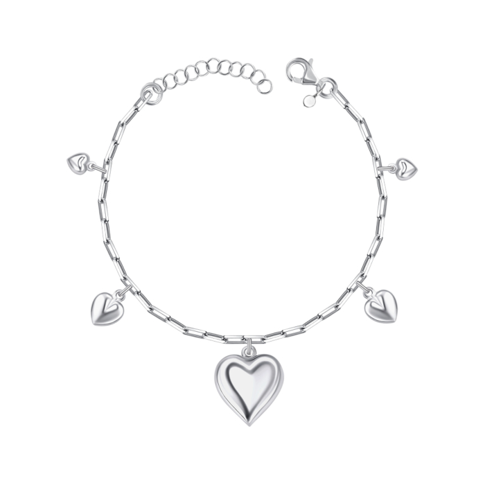 Серебряный браслет Сердечки без вставки BCHXD000127-B/12