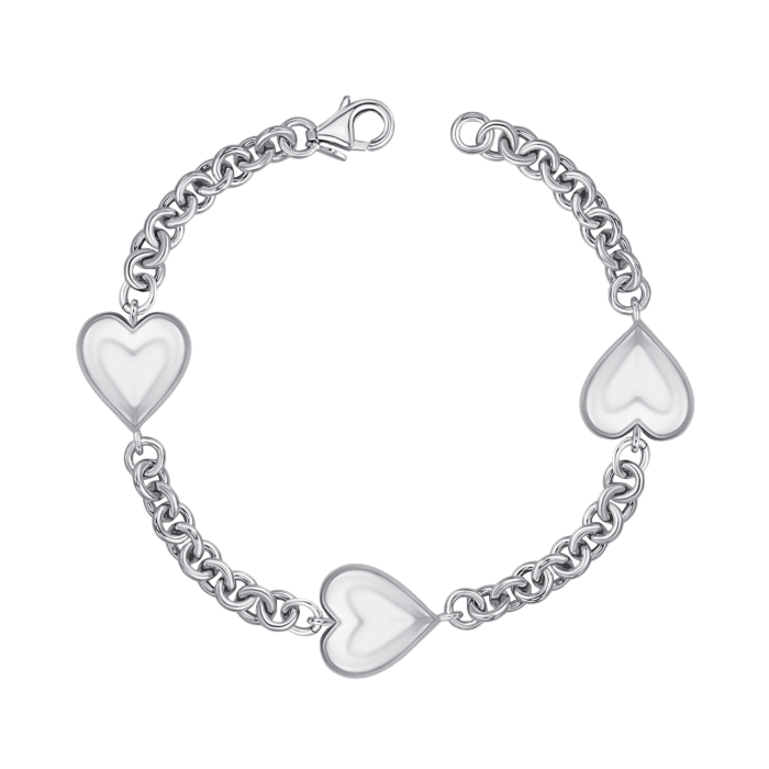 Срібний браслет з сердечками BCHXD000128-B/12