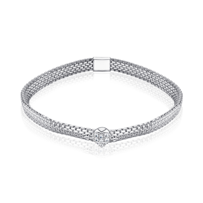 Серебряный браслет с фианитами BCPXX000130-B/12/1