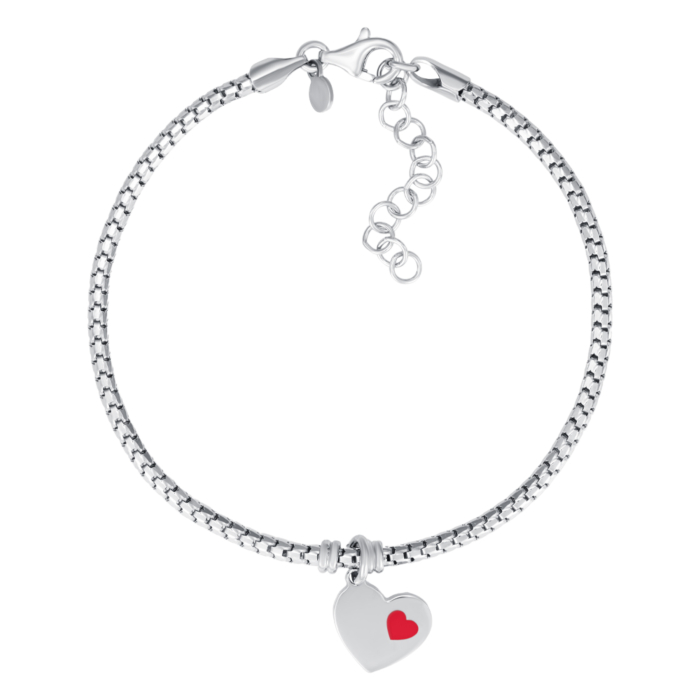 Срібний браслет «Серце» з емаллю. Артикул BCTXX000142-B/12/392
