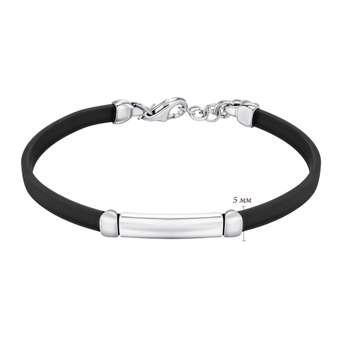 Браслет из каучука с серебряными вставками. Артикул BLDXB000002-B/12