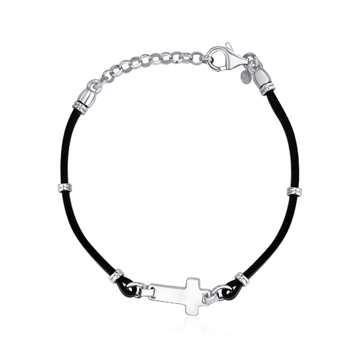 Срібний браслет з каучуком BLDXU000083-B/12