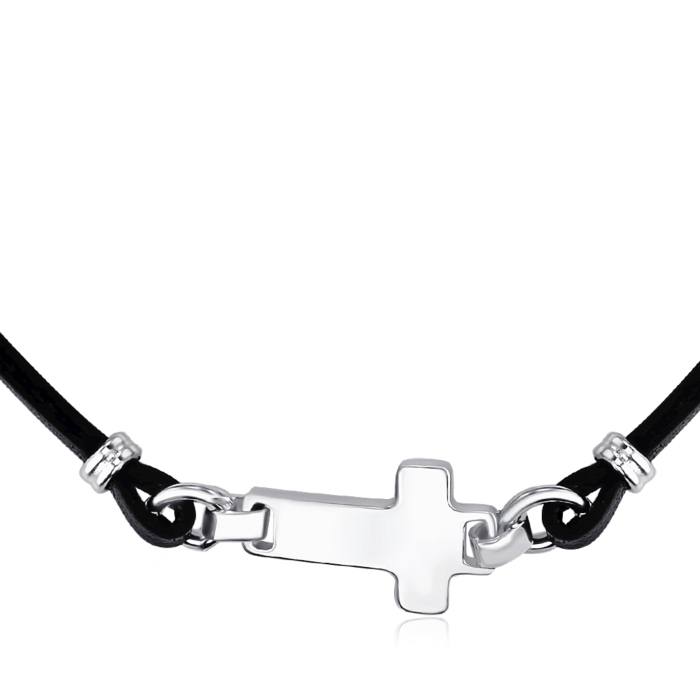 Срібний браслет з каучуком BLDXU000083-B/12