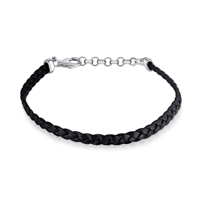 Шкіряний браслет з срібною застібкою BLDXU000095-B/12