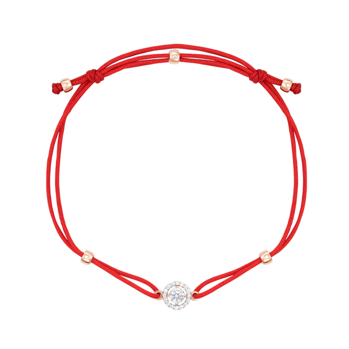 Браслет з текстилю з золотою вставкою з фіанітами. Артикул 7160-1/01/1/26