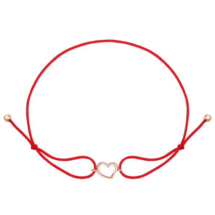 Браслет з текстилю «Серце» з золотою вставкою. Артикул 7140-1/01/0