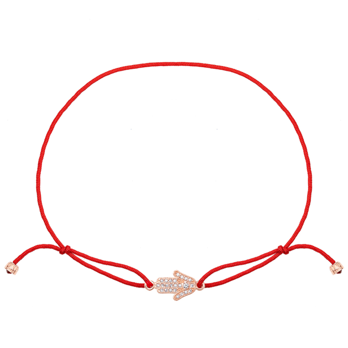 Браслет Хамса (Рука Фатимы) из текстиля с золотыми вставками с фианитами S. Артикул 7139-1/01/0/1854