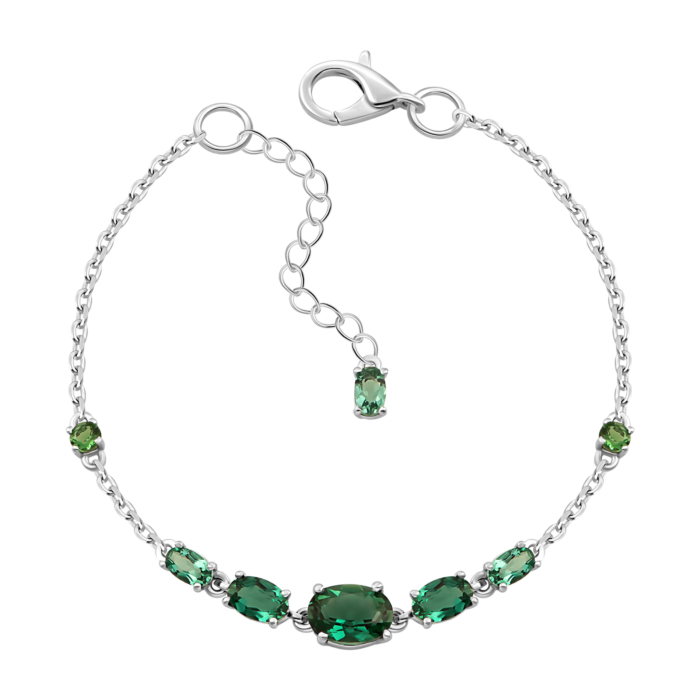 Срібний браслет з зеленим кварцом.Артикул UG54204р-QGR