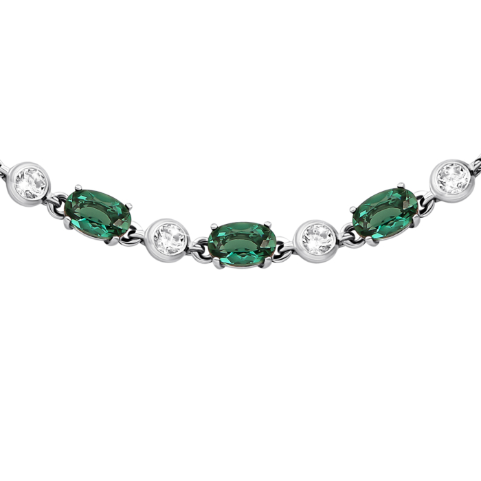 Срібний браслет з зеленим кварцом і фіанітами.Артикул UG54197р-QGR