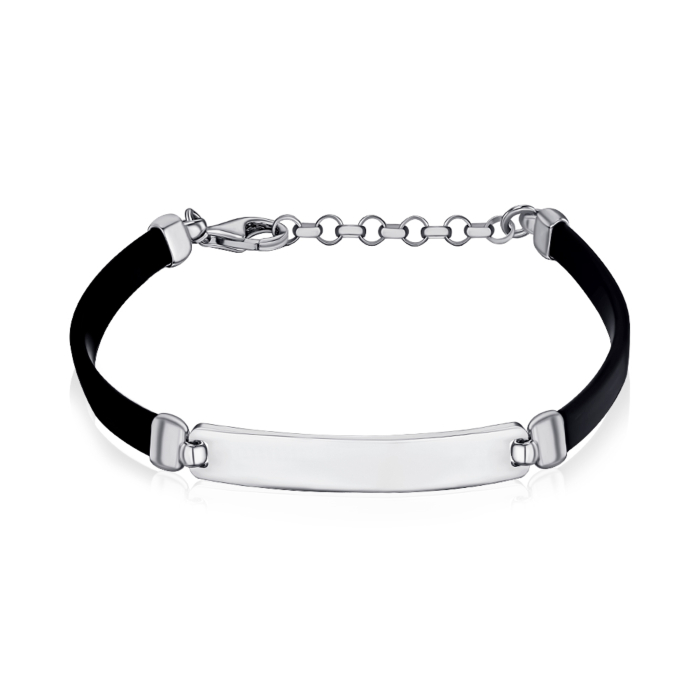 Срібний браслет з каучуком BRBXU000051-B/12