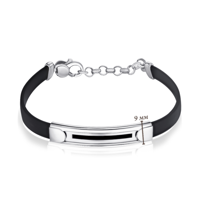 Срібний браслет з каучуком BRBXU000066-B/12