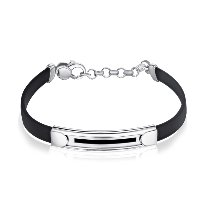 Срібний браслет з каучуком BRBXU000066-B/12