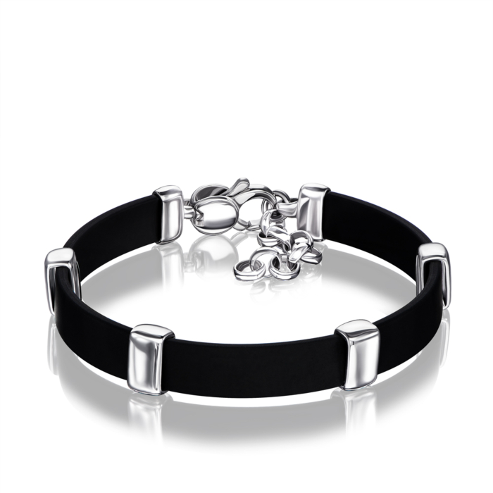 Каучуковий браслет зі срібними вставками. Артикул BRBXU000097-B/12