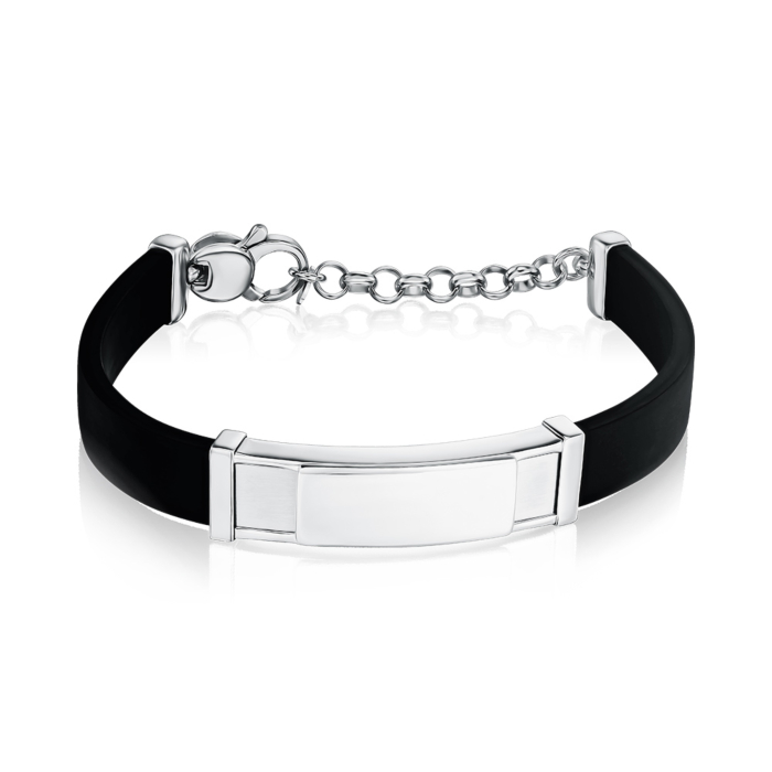 Срібний браслет з каучуком BRBXU000117-B/12