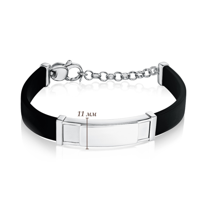 Срібний браслет з каучуком BRBXU000117-B/12