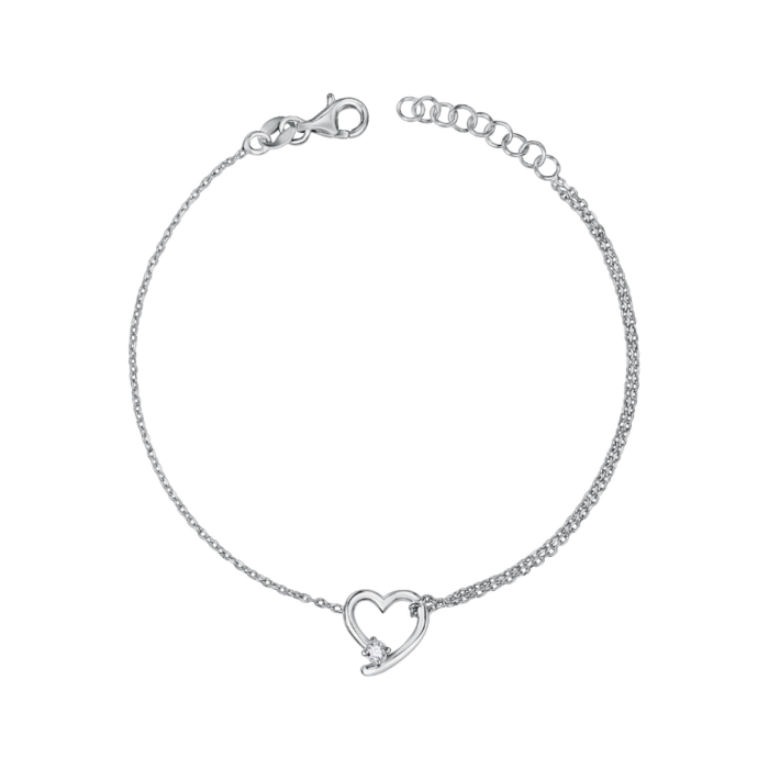Серебряный браслет «Сердце» с фианитом BRT 10187 P-B/12/1